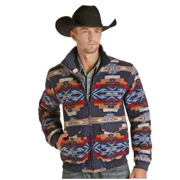 NWT Rock & Roll Men's Cotton Aztec Bomber Coat Sz M Southwestern Quilted Cowboy - Picture 6 of 11
